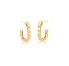 Meia argola retangular com ponto de luz banhada a ouro - zircônias - 2,9 cm x 1,7 cm Meia argola retangular com ponto de luz banhada a ouro - zircônias - 2,9 cm x 1,7 cm