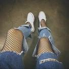 Meia Arrastão Para Usar Com Bota Tratorada Tênis Salto Look Despojado Moderno Atitude Punk Gótica Top