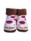 Meia baby antiderrapante marrom e branco 0-15 ref01056056 Meia baby antiderrapante marrom e branco 0-15 ref01056056