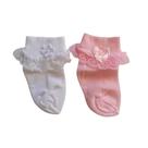 Meia Bebê Menina Social Com Renda Kit com 02 pares - Brando