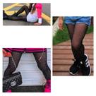 Meia Calça Arrastão Modelo Blogueirinha com Pedraria: Meia Infantil / Juvenil Brilho Strass - Tamanho Único