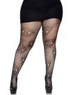 Meia-calça Fishnet Leg Avenue Skull Pattern rosa/azul 1X
