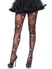 Meia-calça Leg Avenue Skull Fishnet Sugar Skull 1X-2X para mulheres