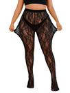 Meia-calça WDIRARA, malha de renda, meia-calça, cintura alta, tamanho grande