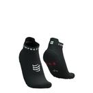 Meia de compressão para corrida cano curto Preta e Branca Low V4.0 Compressport Meia de compressão para corrida cano curto Preta e Branca Low V4.0 Compressport