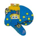 Meia De Dormir Com Sola Antiderrapante Pantufa Quentinha Infantil E Adulto Bob Esponja Super Macia