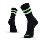 Meia Esportiva Algodão Preto Listras Verde e Amarelo BB Cano Longo