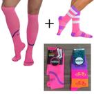 Meia Esportiva Feminina: 1 Par Meia Fitness para Corrida e Academia 3/4 Compressão + 1 Par Meia Esportiva Selene