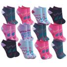 Meia Feminina Adulta Coloridas Estampadinhas 12 Pares Cano Baixo