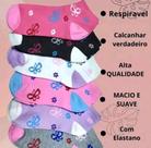 Meia Feminina Confortável de Algodão Pacote com Várias Cores 12 pares