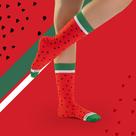 Meia Feminina Joker Socks Divertida Casual Cano Longo 3_4 Estampa Melancia Fatia