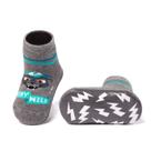 Meia Infantil Pansock Soquete Cinza Mescla Wild Panther Sola Emborrachada Puke
