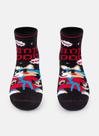 Meia Infantil Puket Pansocks Com Solado Listrado e Emborrachado Desenho Cachorro Ninja
