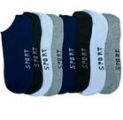 Meia kit 4 pares soquete cano curto cores azul/preto/branco/cinza.