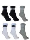 Meia Masculina Cano Alto Kit 06 Pares Confortável com Listras Ótima para Frio