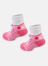 Meia Menina Puket Soquete Antiderrapante com Aplique Rosa Bala 15 a 22