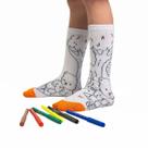 Meia Para Colorir Pintar Infantil Divertidas Personalizar + Kit 6 Canetinhas Hidrocor Coloridas Menino Menina