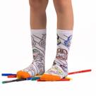Meia Para Colorir Pintar Infantil Divertidas Personalizar + Kit 6 Canetinhas Hidrocor Coloridas Menino Menina