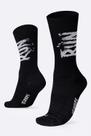 Meia para Corrida HUPI RUN Splash Preto 1 Par Cano Médio, Cor Preto e Branco, Tamanho LT 34 ao 38