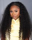 Meia peruca BGM GIRL Water Wave Human Hair 24 polegadas, preto natural
