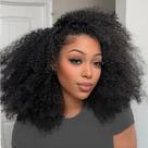 Meia peruca Oxcart Kinky Curly 200% densidade de cabelo humano 45cm