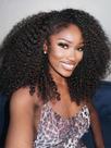 Meia peruca Rolisy Kinky Curly 50 cm Cabelo humano de densidade 220