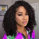 Meia peruca XNAIRA Kinky Curly Human Hair 3 em 1 para mulheres