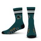Meia redonda para pés descalços NHL San Jose Sharks 4 Stripe Deuce Meia redonda para pés descalços NHL San Jose Sharks 4 Stripe Deuce