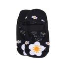 Meia Sapatilha Lupo preta Floral Para Descanso Viagem Pilates Ioga