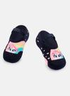 Meia Sapatilha Puket Antiderrapante Bebê Menina Unicórnio Colorful Azul Marinho 15 a 18