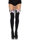 Meias 7/8 Leg Avenue com Laço de Cetim Preto e Rosa