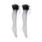 Meias Altas De Renda Floral Com Patchwork Para Mulheres, Vermelhas E Pretas, Elásticas Meias Altas De Renda Floral Com Patchwork Para Mulheres, Vermelhas E Pretas, Elásticas