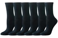 Meias Amazon Essentials Casual Crew femininas, 6 pares, pretas 6-9