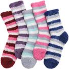 Meias Anlisim, 5 pares femininas, felpudas e aconchegantes, listras de inverno