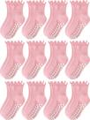 Meias Aroveea Toddler Girls Grip antiderrapantes de algodão com babados 6M-7Y