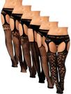 Meias arrastão Skylety para mulheres plus size, 6 pares