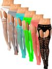 Meias arrastão Skylety para mulheres plus size, 6 pares