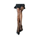 Meias-calças Femininas Pretas Longas E Finas Com Estampa Sexy De Tatuagem, Inscrição Floral E Letras