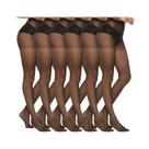 Meias-calças Femininas Ultrafinas De Cintura Alta 20D, 6 Pares, Pretas, De Nylon, Até a Coxa