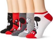 Meias casuais Disney Mickey Mouse vermelhas, pacote com 5, tamanho 9 a 11