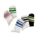 Meias Curtas Coloridas E Listradas Femininas Estilo Harajuku, 5 Pares, Comprimento Médio Para