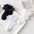 Meias De Algodão Com Renda Para Meninas, 3 Pares, Verão, Branco E Preto, Para Crianças De 1 a 10