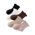 Meias De Bebê Com Renda Para Meninas, 5 Pares, Algodão Puro, Borda Franzida, Cano Médio, Primavera
