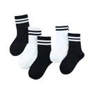 Meias De Cano Médio Listradas Em Preto E Branco, Respiráveis, 3, 4, 5, 6 Pares, Primavera, Outono,