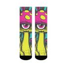 Meias De Cogumelo Amarelo Neon Com Graffiti De Desenho Animado Para Homens, Cogumelos Coloridos E