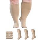 Meias de compressão AMITOFO Plus Size 20-30 mmHg 3 pares 3XL bege Meias de compressão AMITOFO Plus Size 20-30 mmHg 3 pares 3XL bege