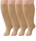 Meias de compressão BODALA Plus Size Open Toe 20-30 mmHg 6XL bege