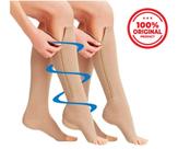 Meias De Compressão C/ Zíper Tratamento para Varizes Edema Trombose e Pernas Inchadas Unissex