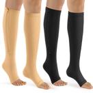 Meias de compressão com zíper de bropite, bico aberto, 15-20 mmHg, 2 pares