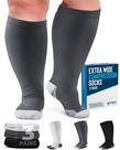 Meias de compressão Doctor's Select, 3 pares de 20-30 mmHg, 6XL de largura, panturrilha